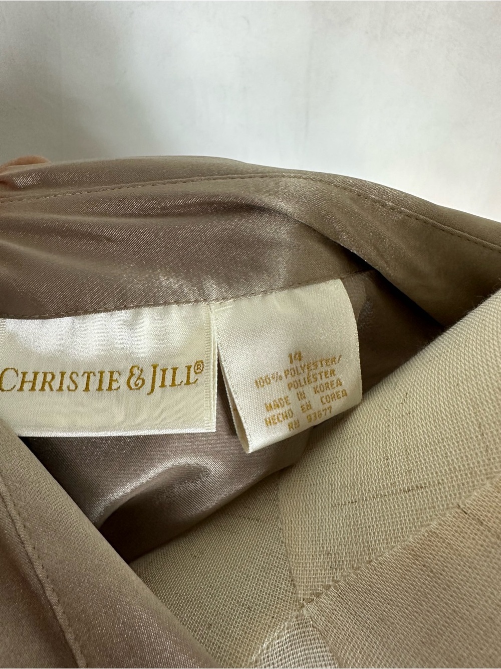Satin Button-Down Blouse - Taupe - Picture 9 of 11